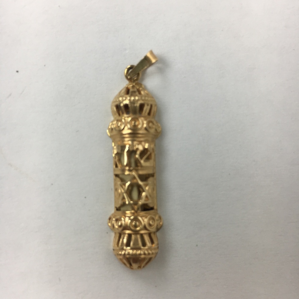 Vintage 14K Solid Gold Judaica Mezuzah Pendant